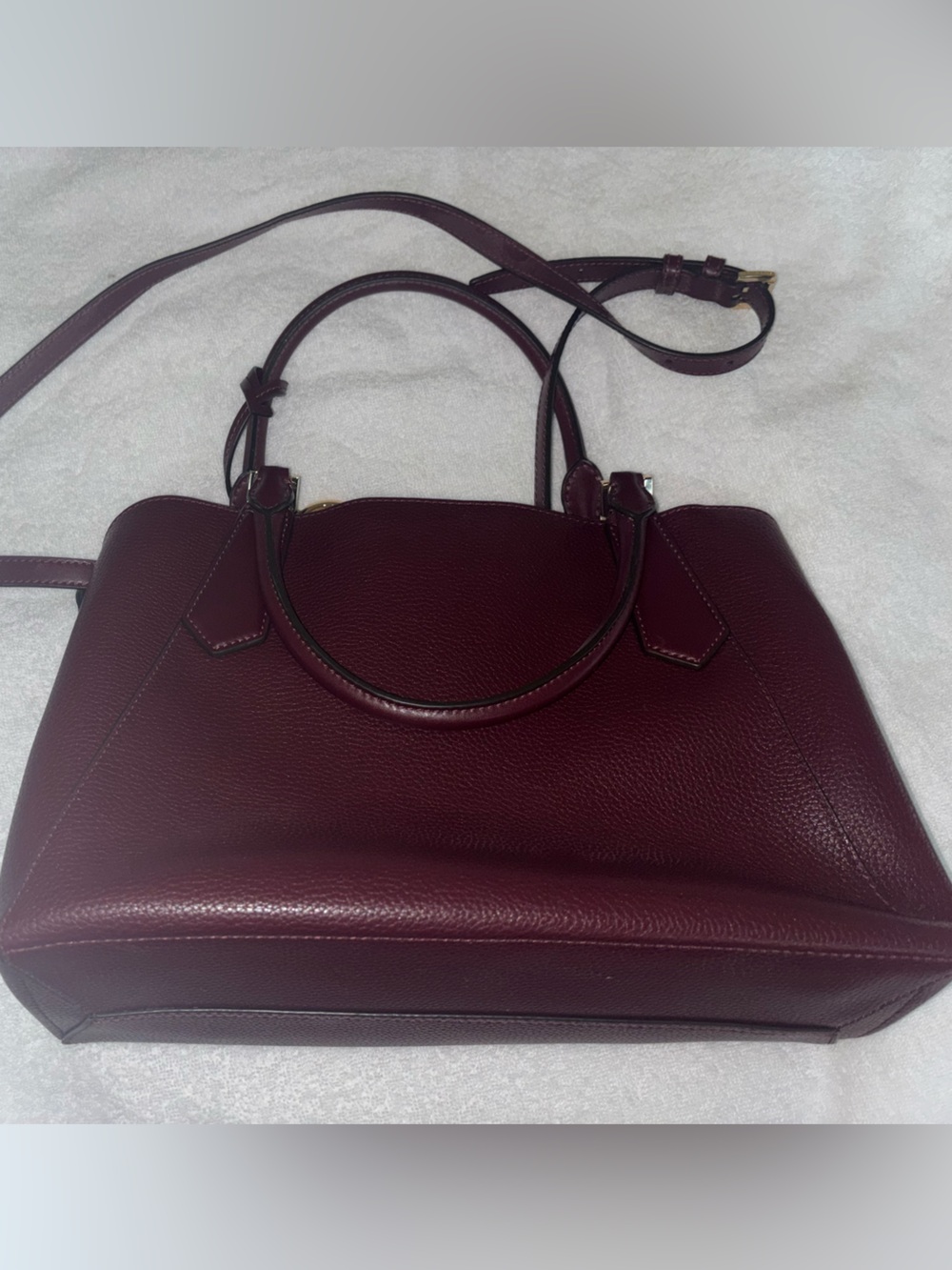 Michael Kors Pebbled Leather Satchel in Burgundy